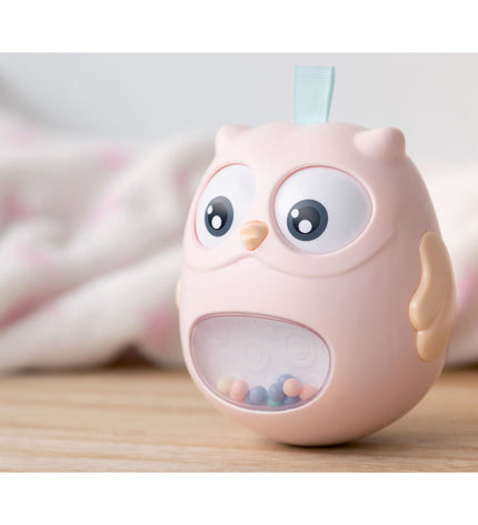 Pink owl baby rattle toy from BigBuy Kids, soft plastic with cute owl design, perfect for young children’s play and sensory development.