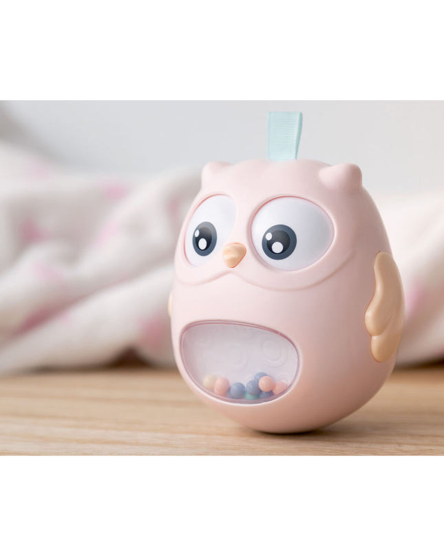 Pink owl baby rattle toy from BigBuy Kids, soft plastic with cute owl design, perfect for young children’s play and sensory development.