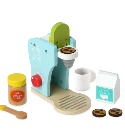 Toy coffee machine by BigBuy Fun, colorful pretend play coffee maker for kids, part of imaginative toy and game set.