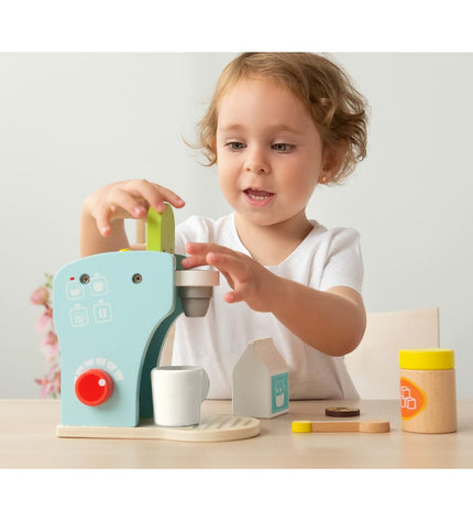 Toy coffee machine from BigBuy Fun, realistic playset for pretend coffee making, featuring buttons and a coffee pot.
