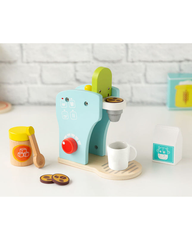 BigBuy Fun toy coffee machine for kids, a realistic pretend play coffee maker in bright colors for imaginative play.