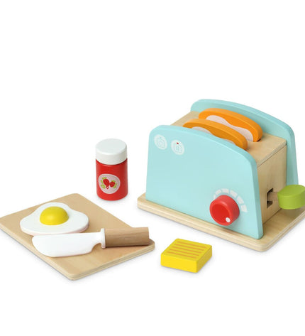 BigBuy Fun speelgoedbroodrooster toy in yellow with realistic buttons and slots, designed for pretend play and imitation games.
