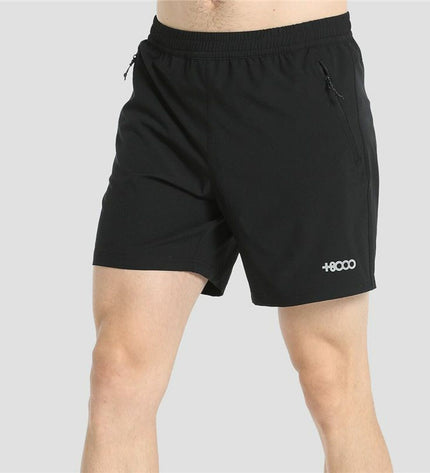 Black men's swim shorts from +8000 for sports and watersports, featuring a comfortable fit and quick-drying fabric.