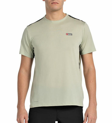 Light gray short-sleeve sport T-shirt by +8000, suitable for outdoor activities like hiking and camping.