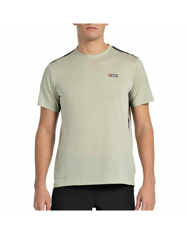 Light gray short-sleeve sport T-shirt by +8000, suitable for outdoor activities like hiking and camping.