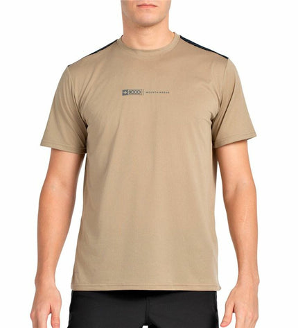 Short-sleeve sport T-shirt by +8000 for outdoor activities, shown in a close-up with breathable fabric and athletic fit.