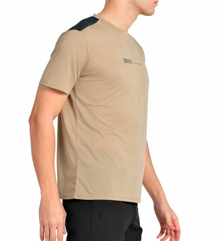 Orange short-sleeve sport T-shirt by +8000 for outdoor activities, featuring breathable fabric and a sporty fit.