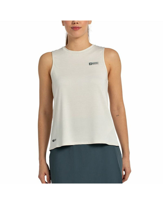 Beige +8000 outdoor sport shirt for camping and hiking, displayed on a hanger with outdoor gear background.