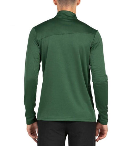 Men's long-sleeve sport T-shirt by +8000 in olive color, suitable for outdoor activities like camping and hiking.