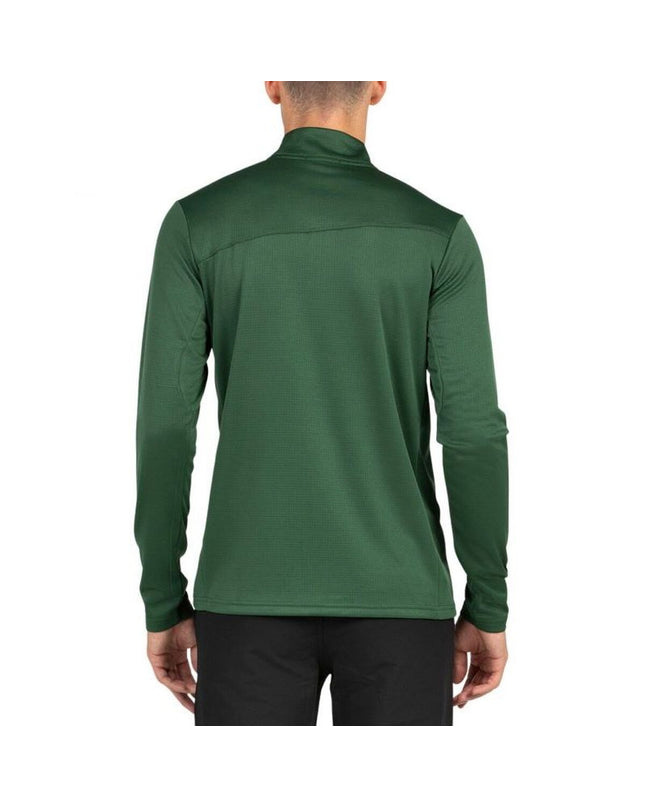 Men's long-sleeve sport T-shirt by +8000 in olive color, suitable for outdoor activities like camping and hiking.