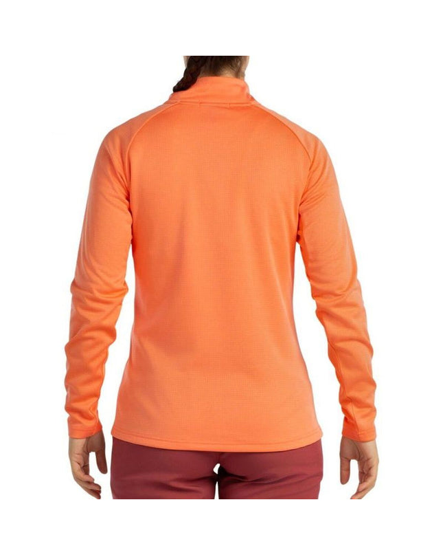 Orange long-sleeve women's T-shirt from +8000, ideal for outdoor sports and camping activities.