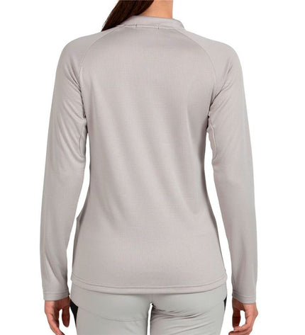 Long-sleeve Damen T-shirt by +8000 in ivoor, ideal for outdoor activities like camping and hiking.