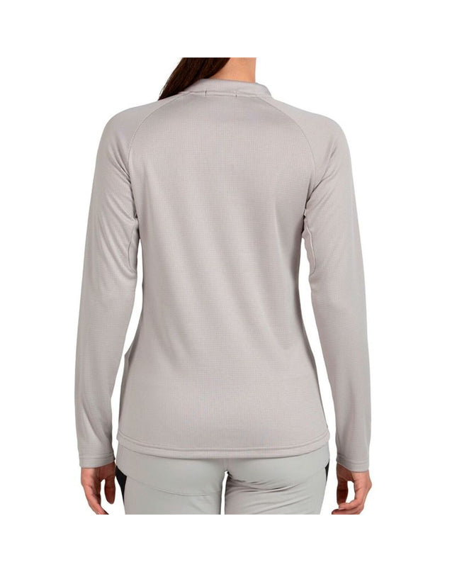 Long-sleeve Damen T-shirt by +8000 in ivoor, ideal for outdoor activities like camping and hiking.