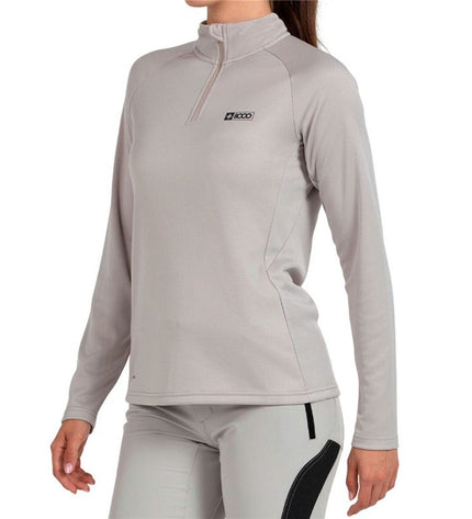 Long-sleeve dames T-shirt by +8000 in ivoor, suitable for outdoor sports, camping, and hiking activities.
