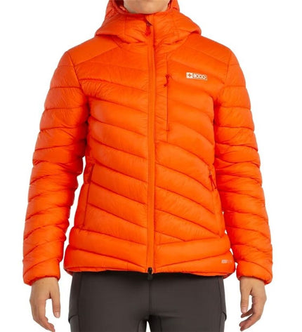 Orange Mircela sportjack for women by +8000, suitable for outdoor activities, camping, and hiking.