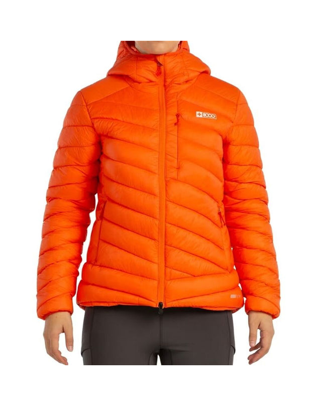 Orange Mircela sportjack for women by +8000, suitable for outdoor activities, camping, and hiking.