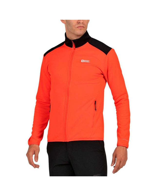 Orange men's sport sweater without hood from +8000 Monmor 037, ideal for outdoor activities like camping and hiking.