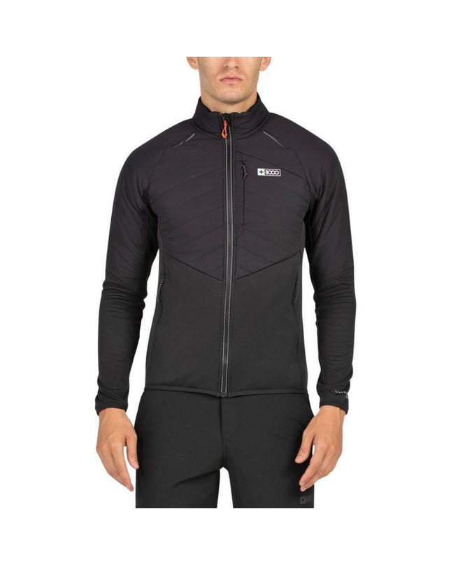 Black +8000 Sportjas for outdoor activities, camping, and hiking, shown in XL size with a front zipper and outdoor fabric.