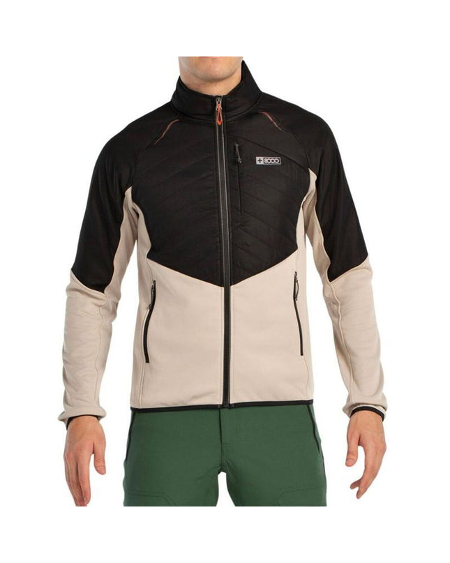 Men's sport and outdoor jacket by +8000 in black, suitable for camping and hiking, with weather-resistant fabric and functional design.