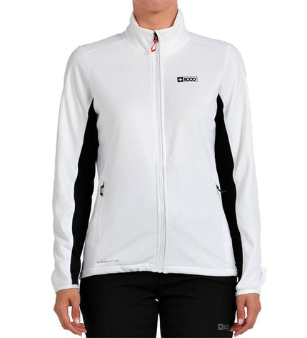 Dames sportjack by +8000 for outdoor activities, lightweight white windbreaker jacket for hiking and camping.