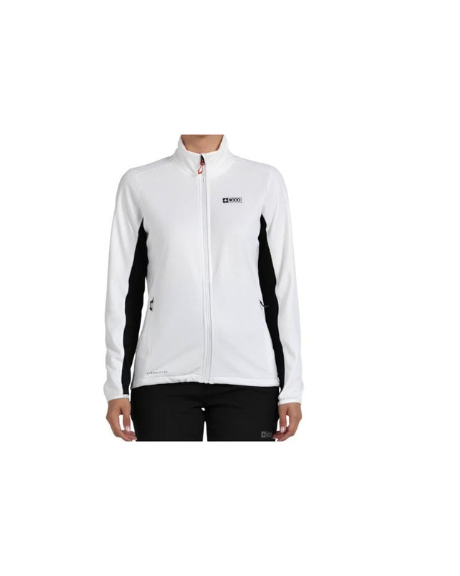 Dames sportjack by +8000 for outdoor activities, featuring lightweight design and white color, suitable for camping and hiking.