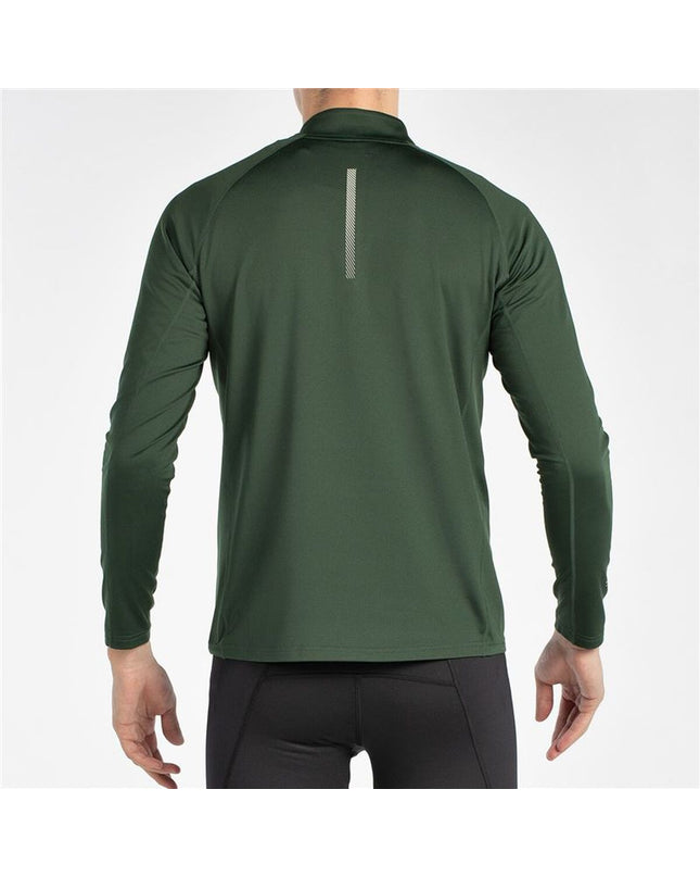 Olijfkleurige heren lange mouwen sport T-shirt van +8000 voor outdoor en kamperen, met ademende stof en sportieve pasvorm.