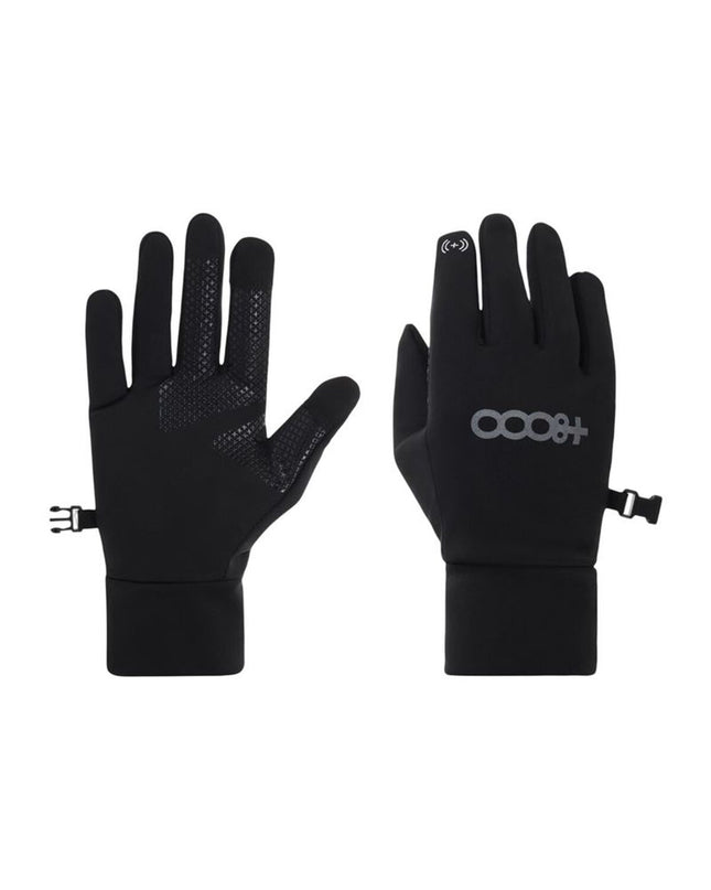 Black +8000 Handschoenen gloves for outdoor sports, camping, and hiking, shown in a close-up image.