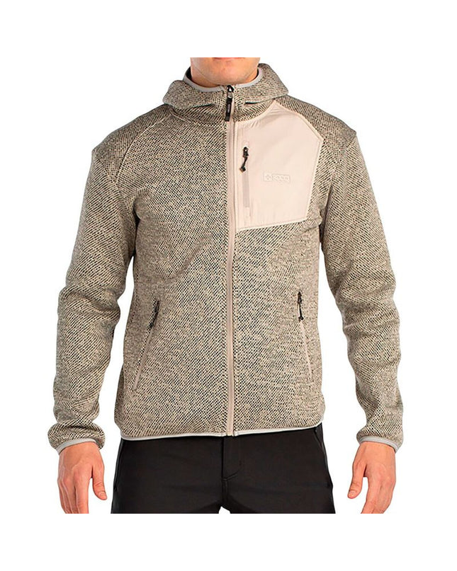 Men's outdoor sport jacket by +8000, ideal for hiking and camping, shown in a rugged outdoor setting.