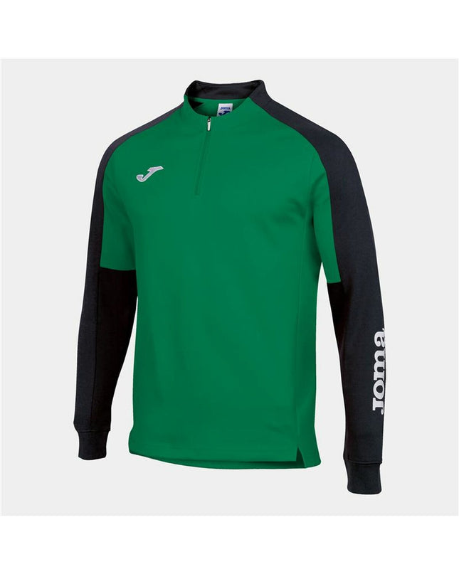 Black and green Joma Sport kids' soccer sweater without hood, suitable for ages 11-12, designed for sport and outdoor activities.