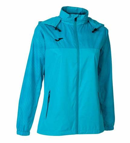 Joma Sport Montreal rain jacket for outdoor activities, shown in vibrant color with waterproof fabric and adjustable hood.