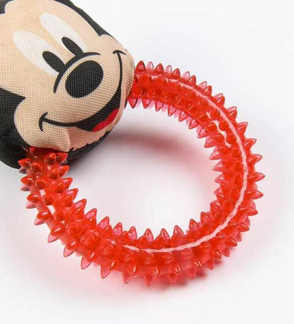 Red Mickey Mouse dog teething toy, 10x20x7 cm, durable rubber dog product featuring Mickey Mouse shape for puppies.