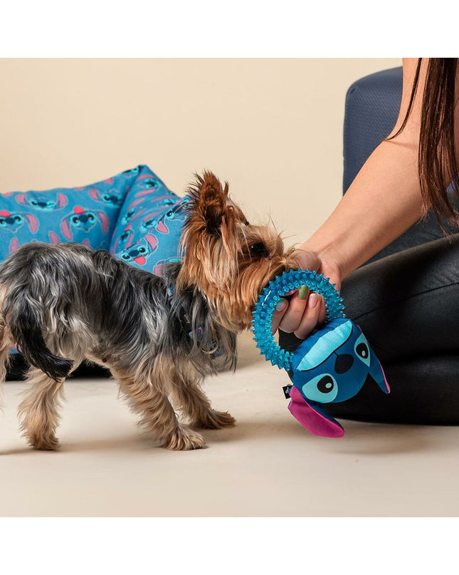 Blue Stitch dog chew toy, measuring 13x6x22 cm, made of durable material, designed for dogs to chew and play.