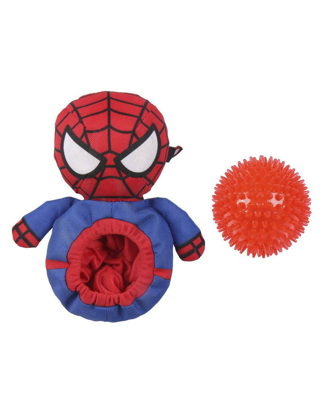 Red Spider-Man dog plush toy, 11x18x10 cm, soft fabric and detailed Spider-Man design for dogs.
