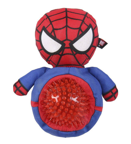 Red Spider-Man dog plush toy, 11x18x10 cm, soft and cuddly for small to medium-sized dogs, from Spider-Man brand.
