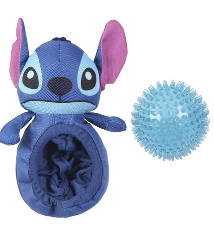 Stitch blauw hondenknuffel in plastic, 13x9x24 cm, soft plush dog toy with Stitch character design for pets.