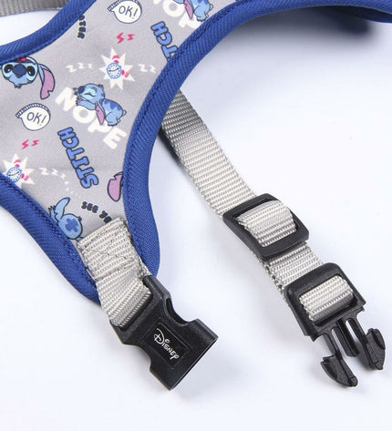 Dark blue Stitch dog harness with adjustable straps and sturdy material, perfect for comfortable control during walks.