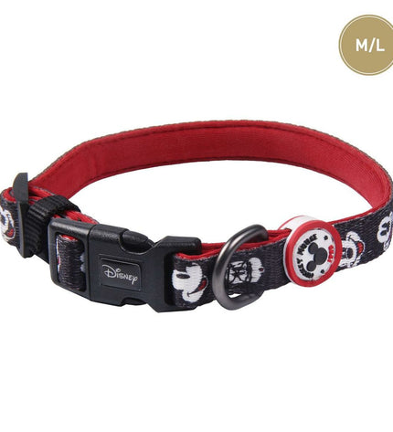 Red Mickey Mouse dog collar with playful design, suitable for small to medium-sized dogs, from Mickey Mouse pet accessories collection.