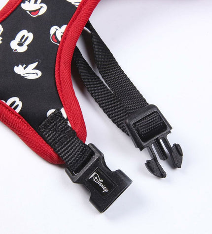 Small Mickey Mouse dog harness for puppies, featuring colorful design and adjustable straps, ideal for small dog breeds.
