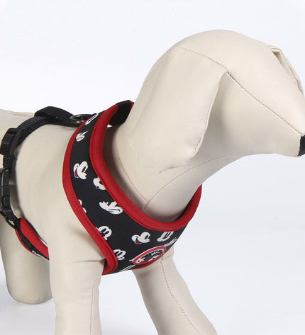 Mickey Mouse dog harness in S/M size featuring a colorful Mickey Mouse design on a comfortable fabric strap.