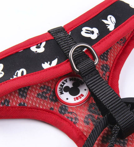 Mickey Mouse dog harness made of soft fabric, featuring Mickey Mouse pattern, designed for small to medium dogs.