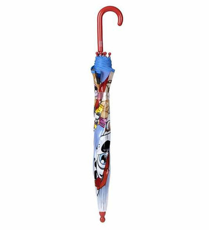 Paw Patrol umbrella with a 71 cm diameter, featuring colorful Paw Patrol characters on a durable bagage/paraplu.