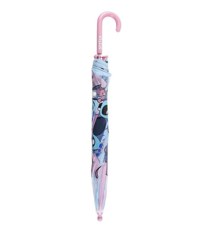 Stitch Paraplu Stitch Roze umbrella with 71 cm diameter, showing pink fabric and sturdy handle, designed for travel and protection from rain.