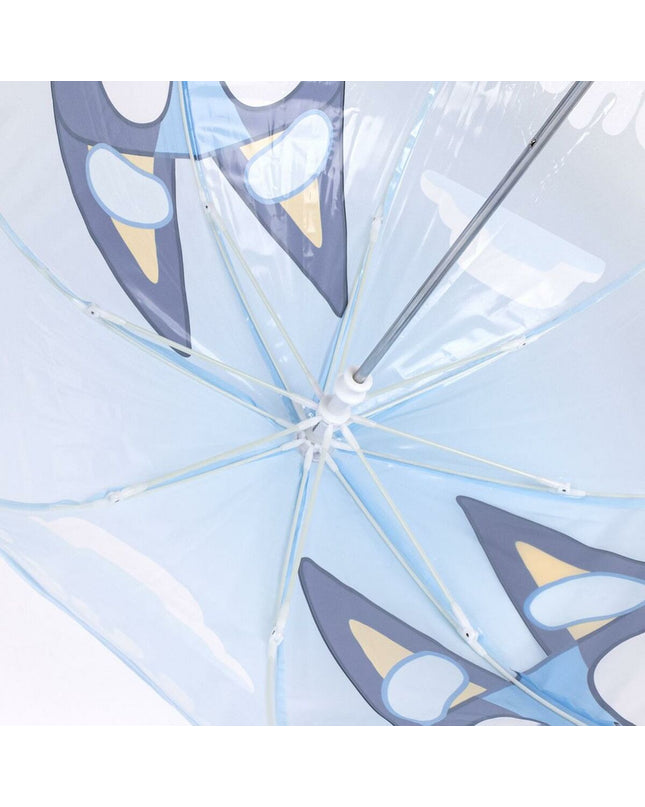 Bluey-themed blue umbrella for children, 45 cm size, featuring colorful Bluey characters, ideal for kids' rainy days.