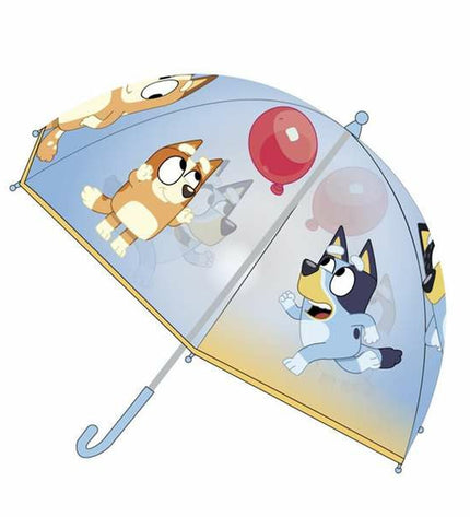 Bluey children's blue umbrella and luggage bag, 45 cm size, featuring colorful design and handles for kids.