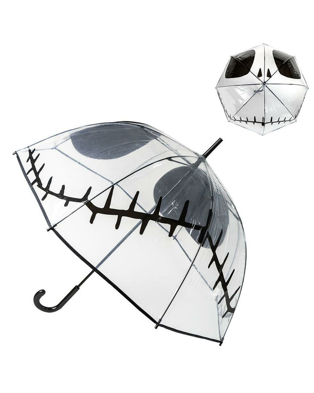 Transparent 60 cm Nightmare Before Christmas umbrella, featuring Jack Skellington design, for stylish rain protection.