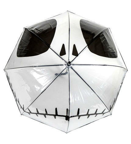 Transparent 60 cm The Nightmare Before Christmas umbrella with Jack Skellington design, perfect for fans of the spooky cartoon.