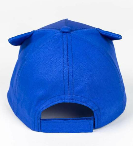 Kinderpet met oortjes van Sonic, sport- en outdooraccessoire, geschikt voor kamperen en wandelen, met kleurrijke oren en vrolijk design.