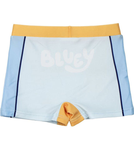 Bluey boys' light blue swim trunks, sport and outdoor watersport shorts, casual swimwear for boys in a bright blue color.
