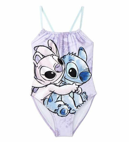 Stitch girls' swimwear, sporty and waterproof, featuring a colorful stitch character design for watersports and outdoor activities
