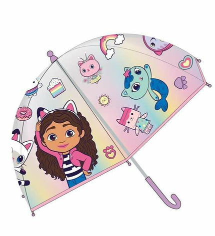 Pink Gabby's Dollhouse umbrella in a 45 cm size, featuring a bagage style design, perfect for children.